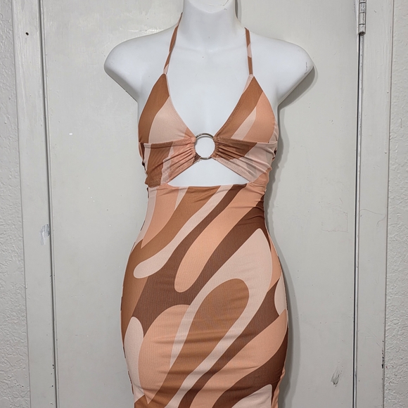 Princess Polly Brown and Pink Mini Dress - Picture 1 of 7